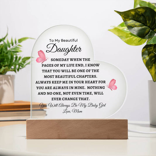 To My Beautiful Daughter | Heart Acrylic Plaque