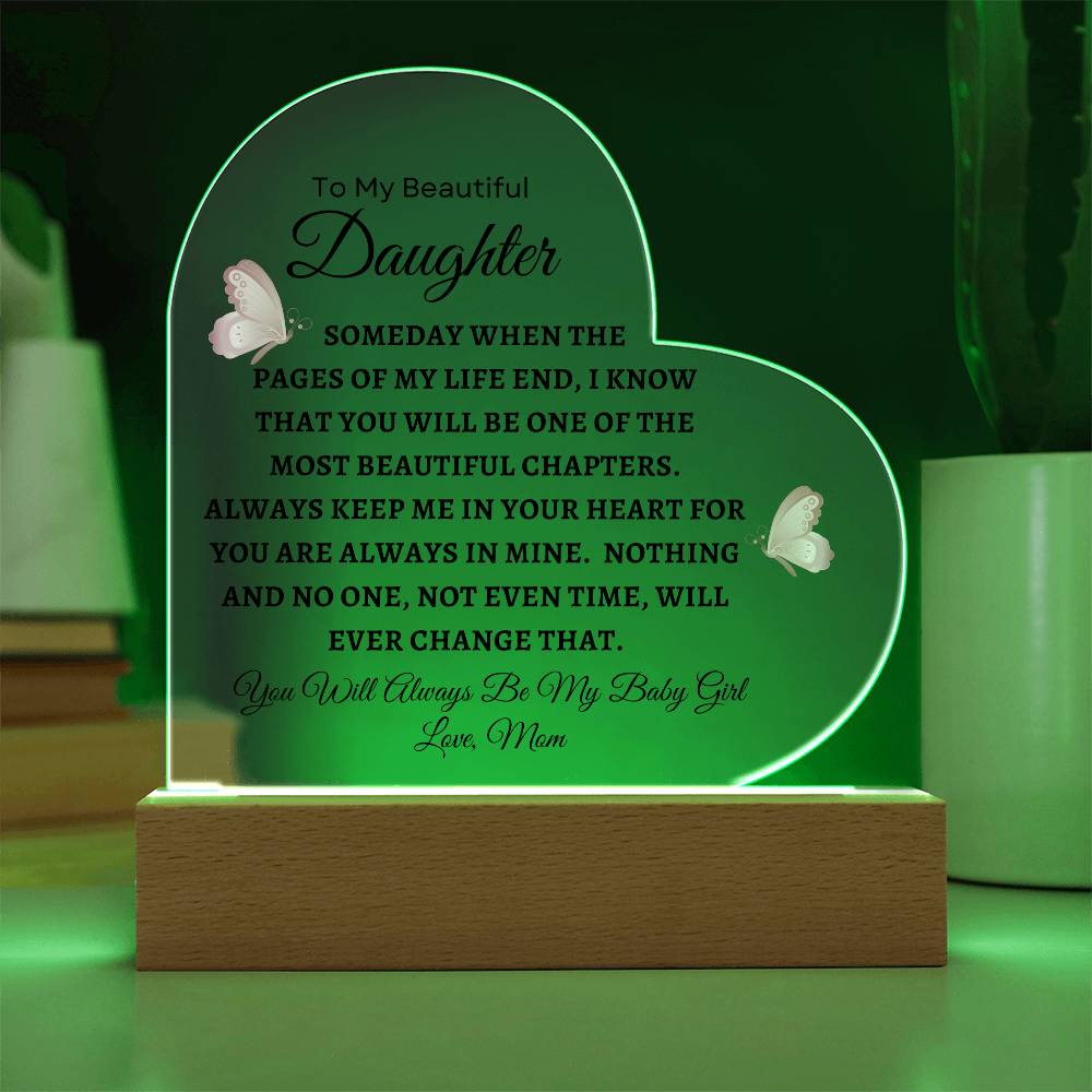 To My Beautiful Daughter | Heart Acrylic Plaque